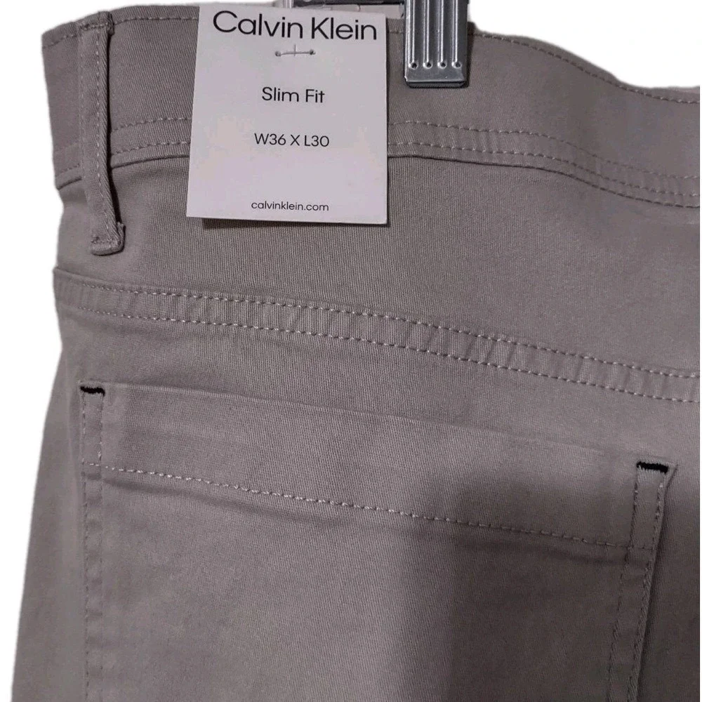 Calvin Klein Gray Jeans Men's Size W36 x L30 Slim Fit Denim  Stretch Flex Waist